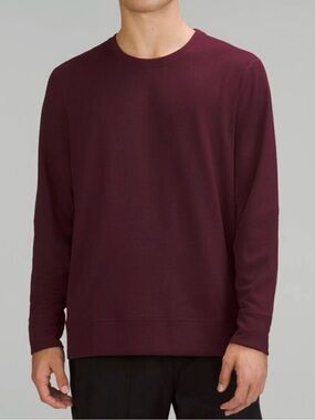 Lululemon Men's Long Sleeve Crew Stitch Shift Waffle Knit Burgundy Top Size L-XL